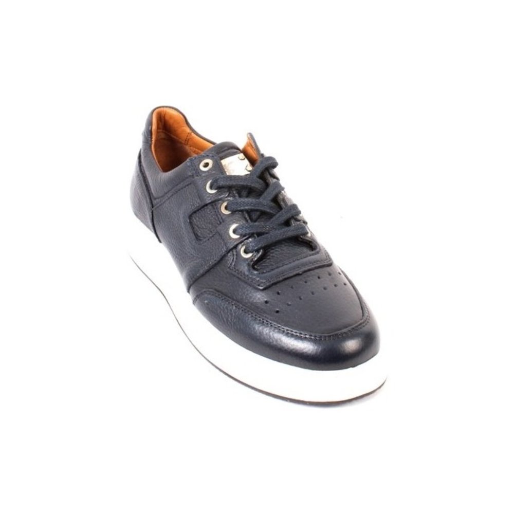 Roberto Serpentini 1970 Blue Leather Lace-Up Sneakers Shoes